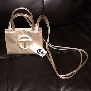 *Brand new* Mini gold metallic telfar bag
